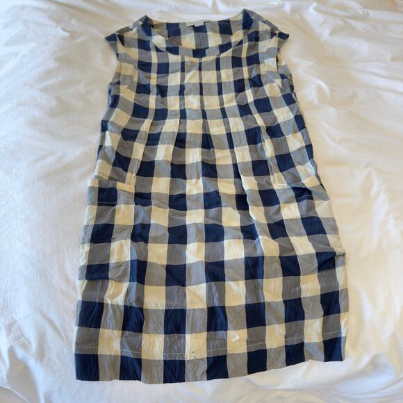 Stella McCartney Navy Plaid Silk Dress Size 40 - Picture 4 of 12